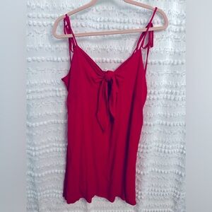 Sz L. L.A. Heart red little dress with adjustable straps. Peephole tie in front